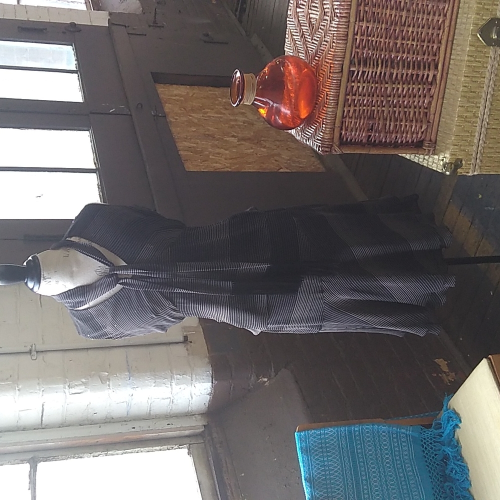 Calvin Klein black with beige striped shirt and skirt set (both size 8)